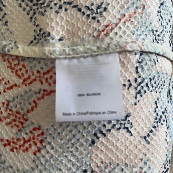 Tory Burch Silk Leaves Floral Sea corals Mosaic Print Dotted Blouse Tunic Top 4 - Picture 11 of 11